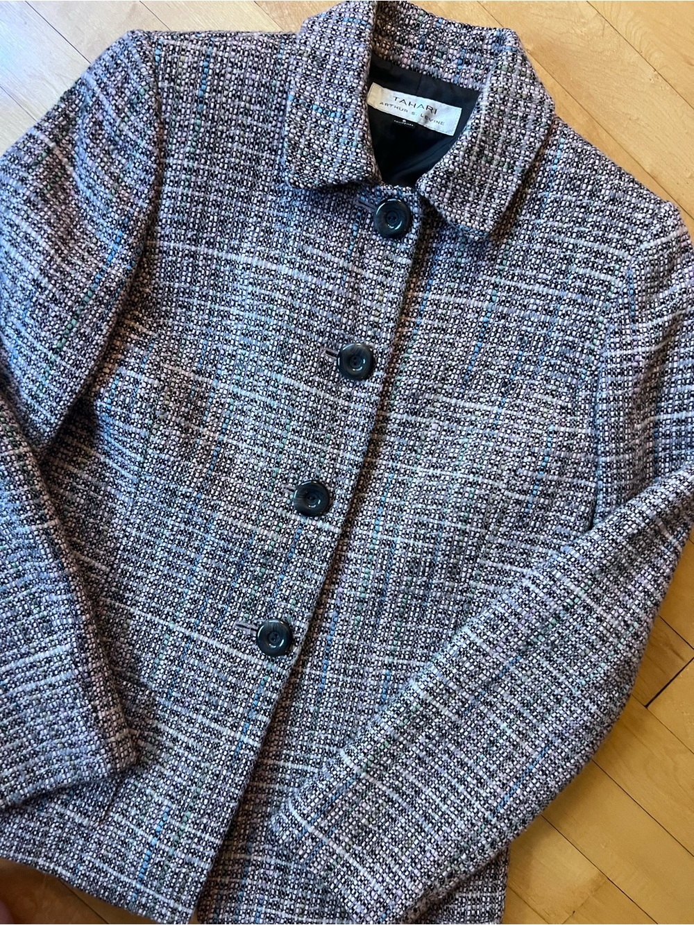 Y2K Tahari Bouclé Tweed Jacket Light Pink